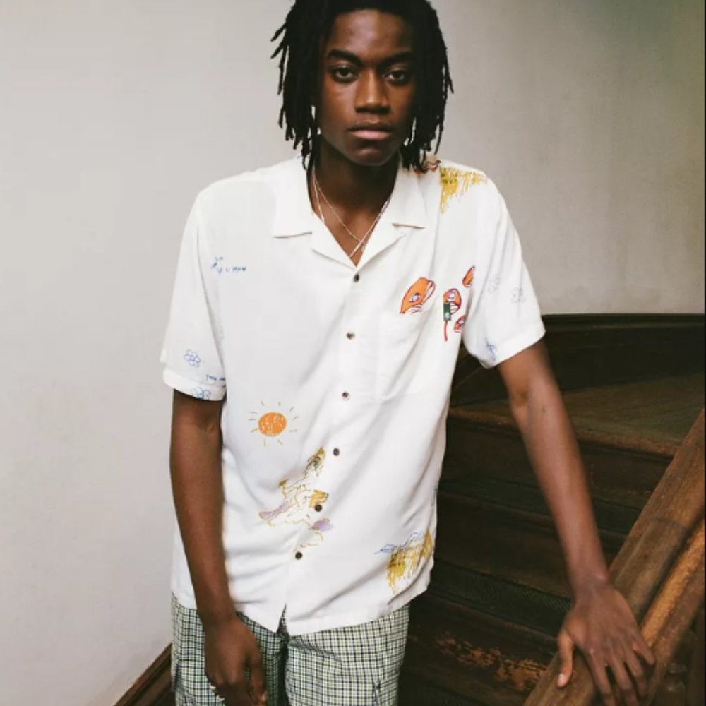 Urban Outfitters Doodle Graphic Camp Shirt